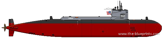 Submarine USS SSN-597 Tullibee [Submarine] - drawings, dimensions, figures